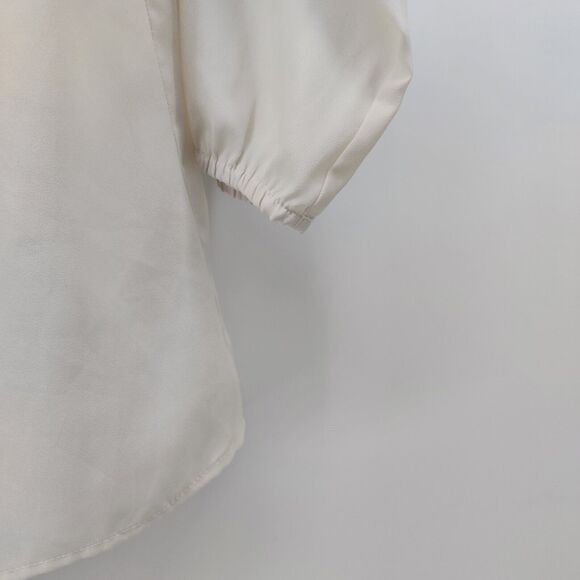 LOFT Factory women's sheer cream colored blouse top 3/4 sleeves Size Small - Picture 8 of 13